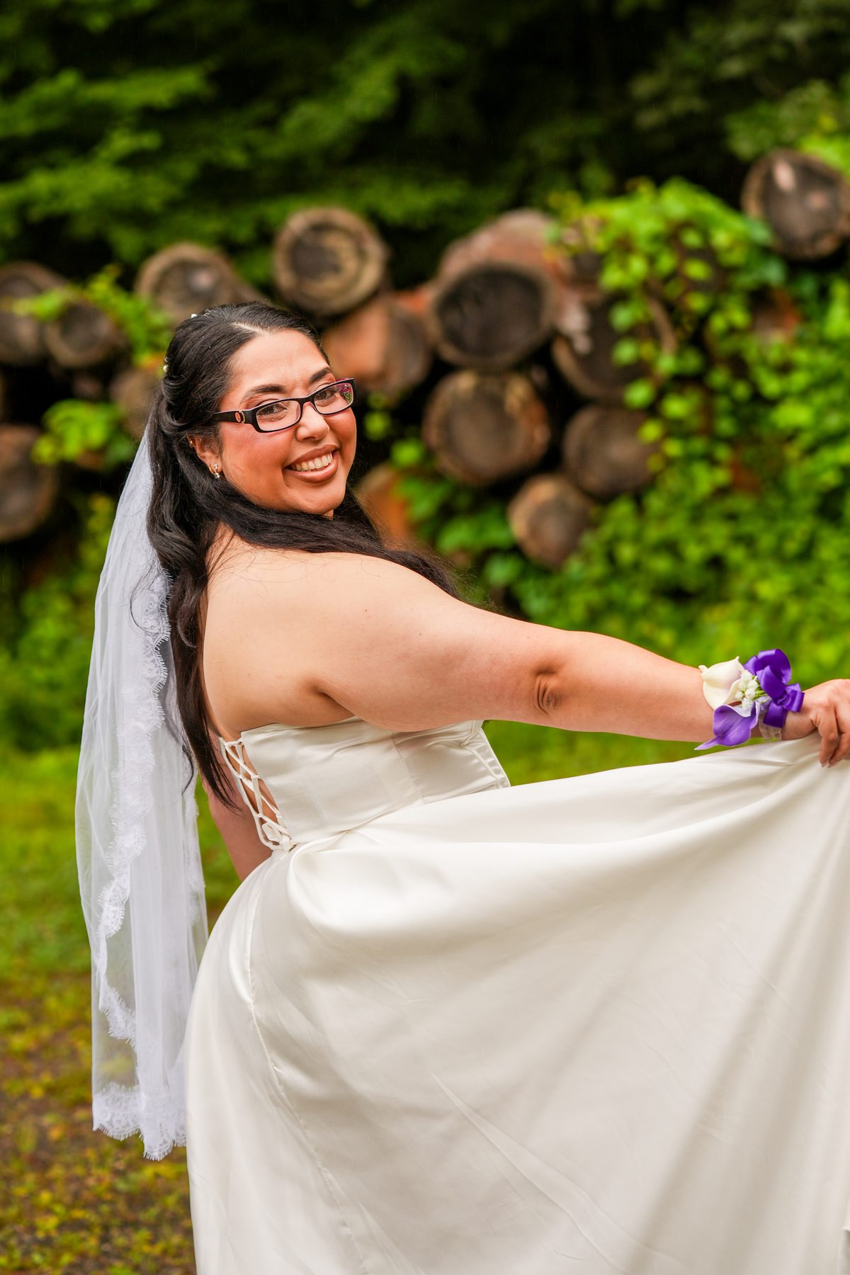 Bride portrait with veil and wedding dress, Western Massachusetts wedding by ShotByLessard
