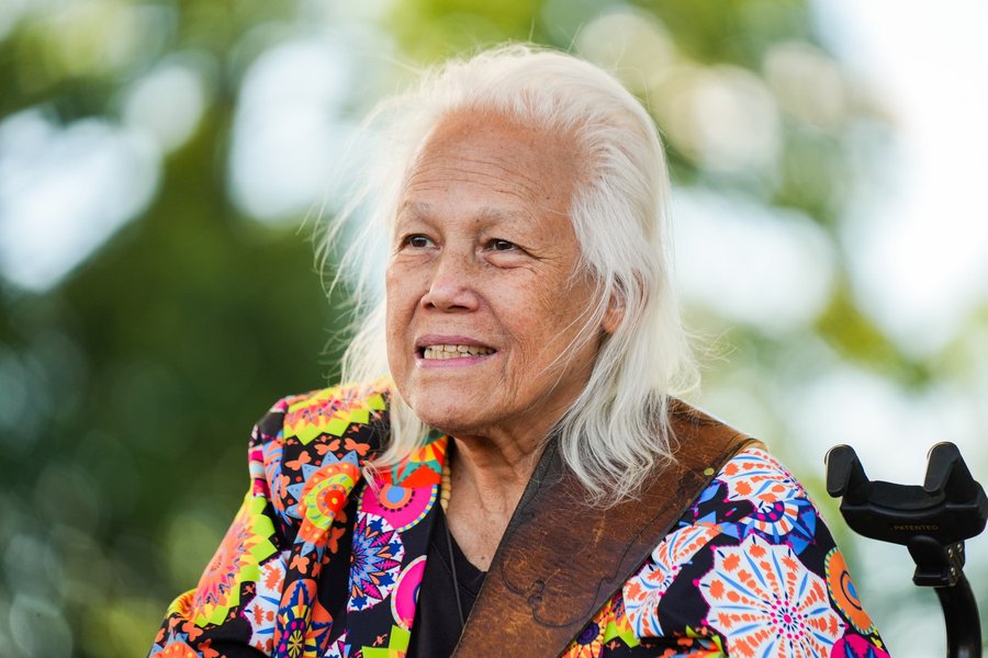 Candid portrait of a performer at the Green River Festival in Massachusetts